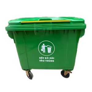 Thùng rác 660L 4 bánh xe size lớn, nhựa HDPE nắp kín, giá tốt