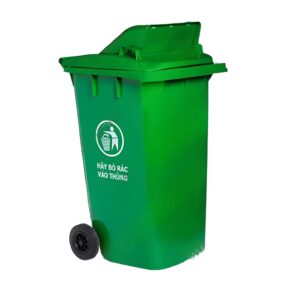 Thùng rác nhựa 240l nắp hở HDPE có bánh xe – màu xanh lá