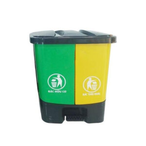 Thùng rác nhựa 40L hai ngăn màu xanh