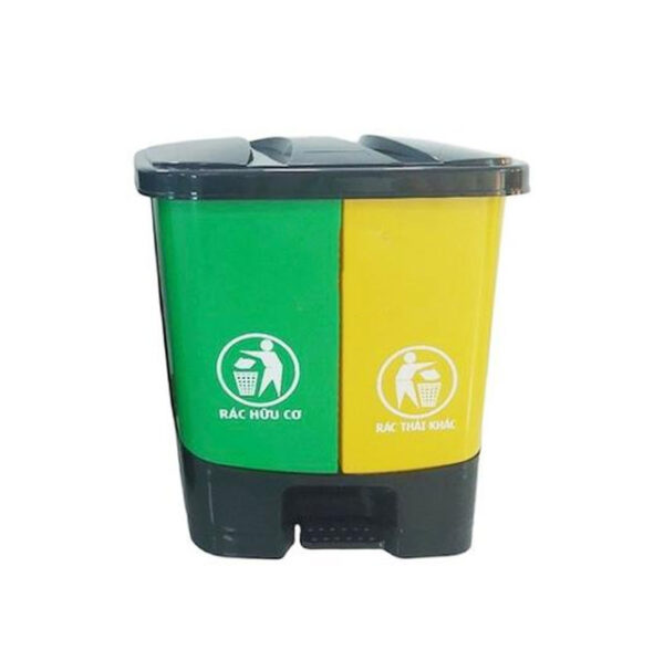 Thùng rác nhựa 40L hai ngăn màu xanh