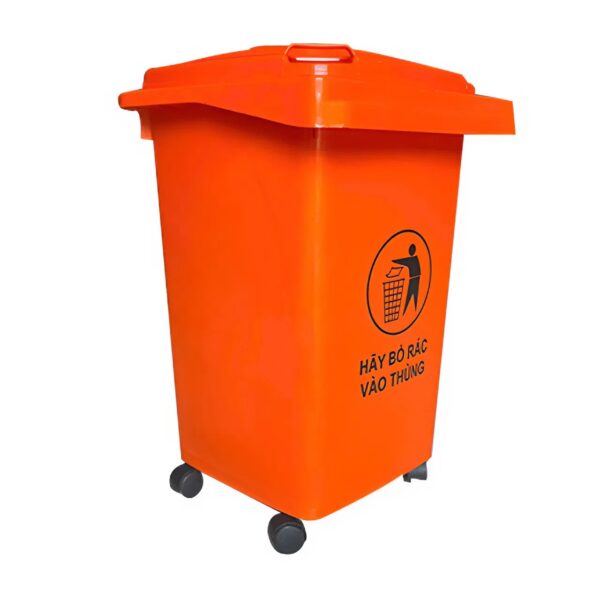 Thùng rác nhựa 60L màu cam