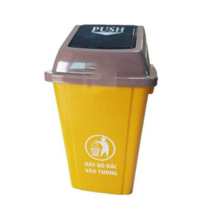 Thùng rác nhựa 60L nắp lật màu vàng