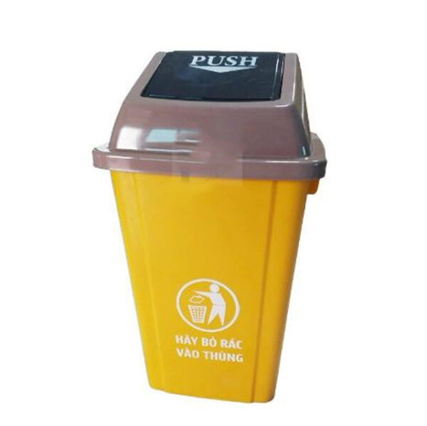 Thùng rác nhựa 60L nắp lật màu vàng