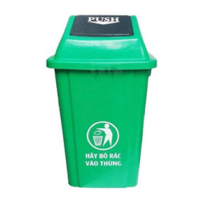 Thùng rác nhựa 60L nắp lật màu xanh