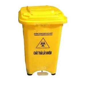 Thùng rác y tế 60L màu vàng dậm châm