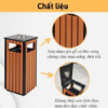 Thùng rác gỗ có gạt tàn thuốc