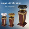 Thùng rác gỗ khay thủy tinh trang trí