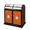 Thùng rác gỗ 2 ngăn khung thép