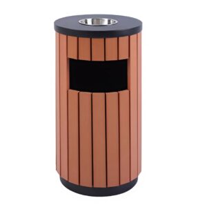 Thùng rác gỗ tròn có gạt tàn (1)