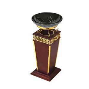 Thùng rác gỗ khay thủy tinh trang trí