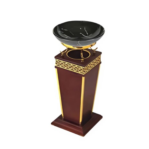 Thùng rác gỗ khay thủy tinh trang trí
