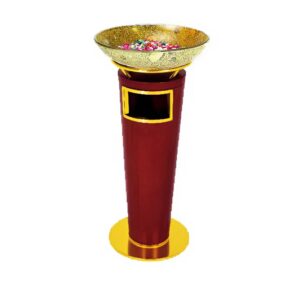 Thùng rác gỗ viền inox vàng có khay đá