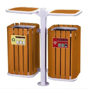 Thùng rác gỗ treo đôi ngoài trời