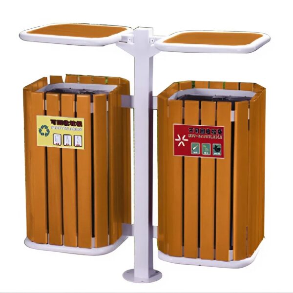 Thùng rác gỗ treo đôi ngoài trời