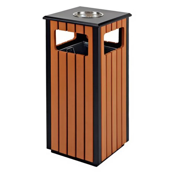 Thùng rác gỗ có gạt tàn thuốc